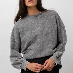 Rails Reeves Crew Neck Acid Wash Black Grey Sweatshirt Size Small